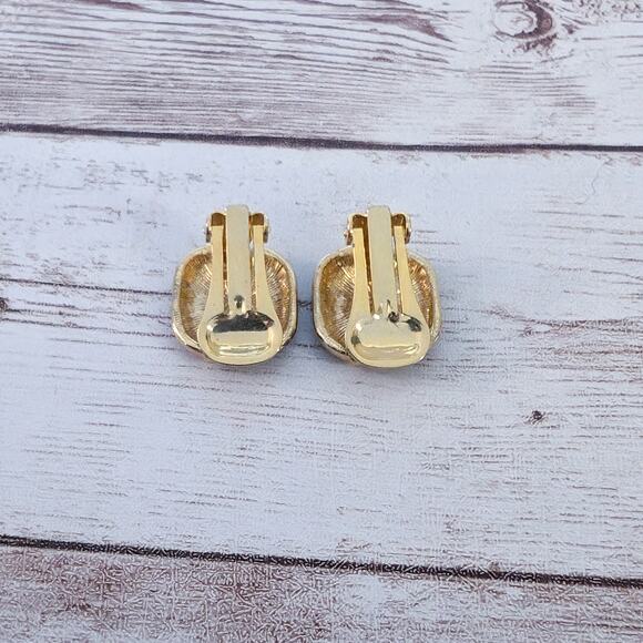 Vintage Clip On Earrings Brown & Green Tones Stylish - Picture 5 of 6